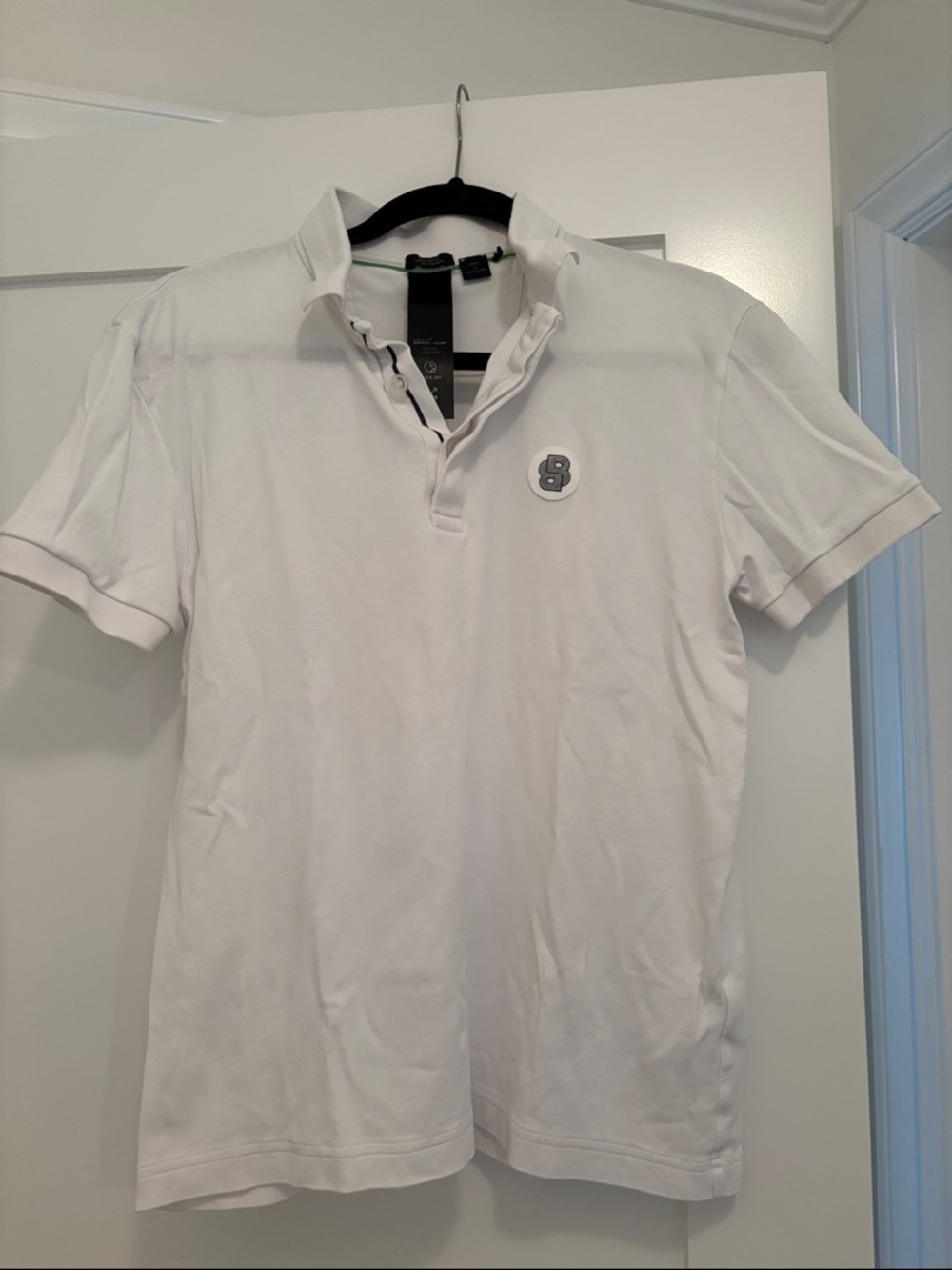 Boss White Polo Shirt with Subtle Chest Patch